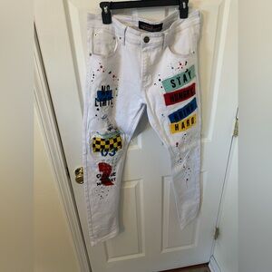Stylish White Graphic Men's Jeans